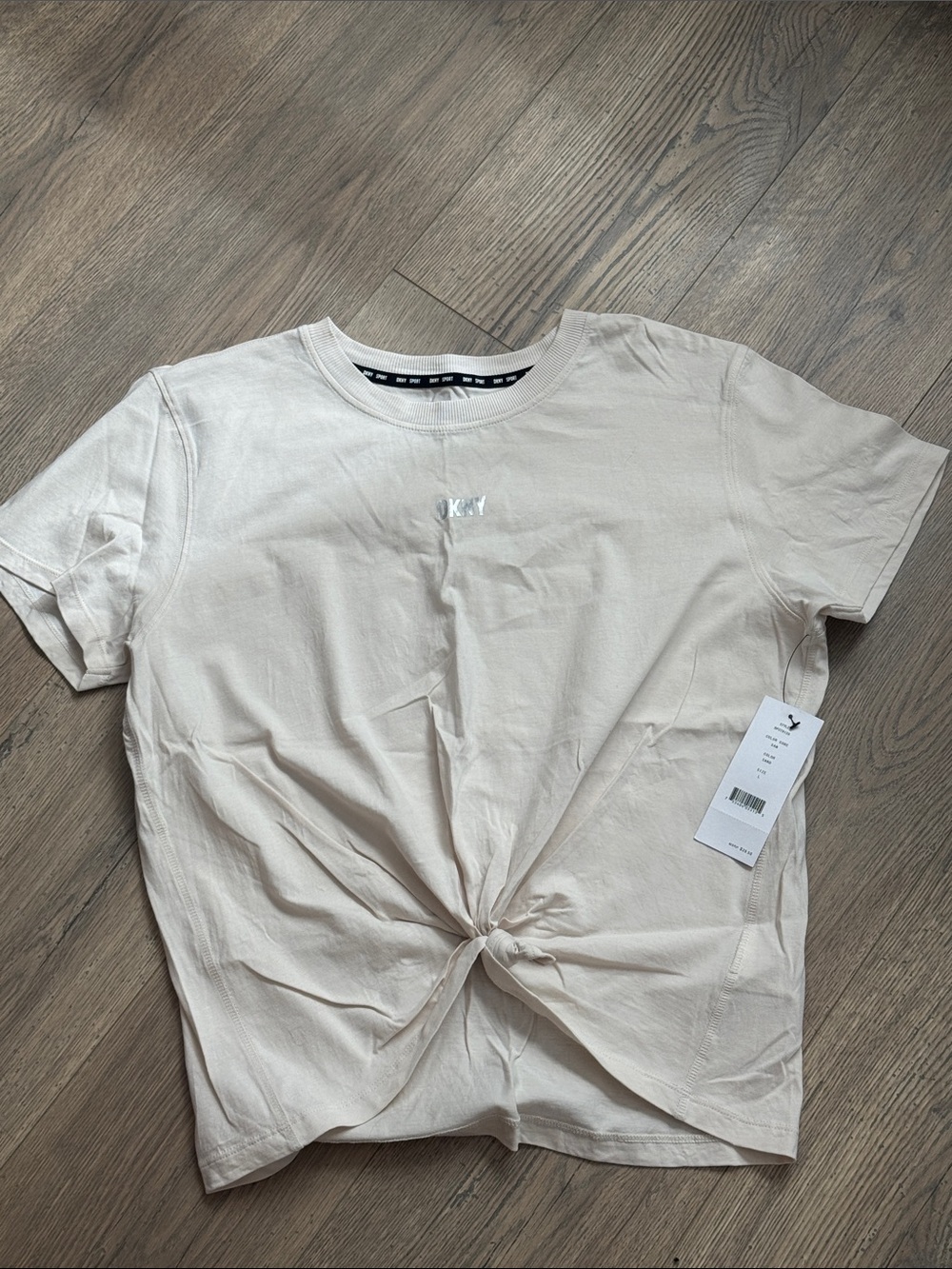 Dkny Cream Short-Sleeve Tee with Front Knot